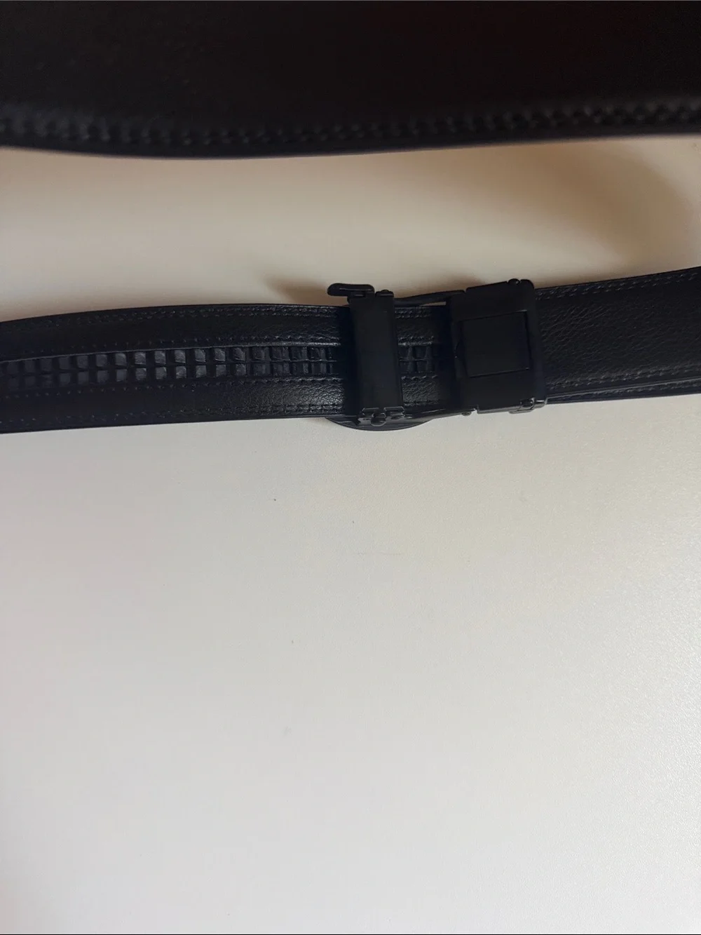 Men's Black Leather Belt with G-Style Buckle